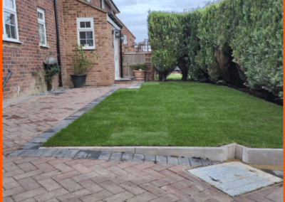Block paving with new turf front garden aylesbury